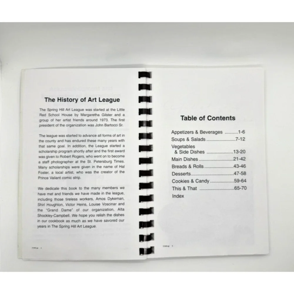 Spring‎ Hill, Florida Art League Recipe Book Cookbook 2007